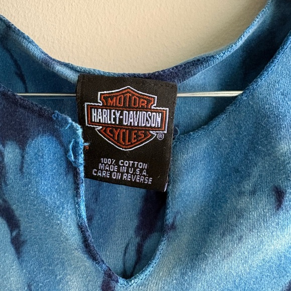 Harley-Davidson Blue Tie-Dye Rose Graphic Tank - Picture 3 of 7